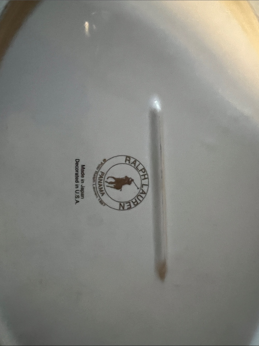 Ralph Lauren Oval Serving Platter with Tortoiseshell Brown Rim - Picture 2 of 3